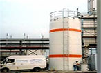 Cerestar - Krefeld (D) Polyester tank voor zuuropslag ph:1.5, Ø 4000 mm. Inhoud 100 m3